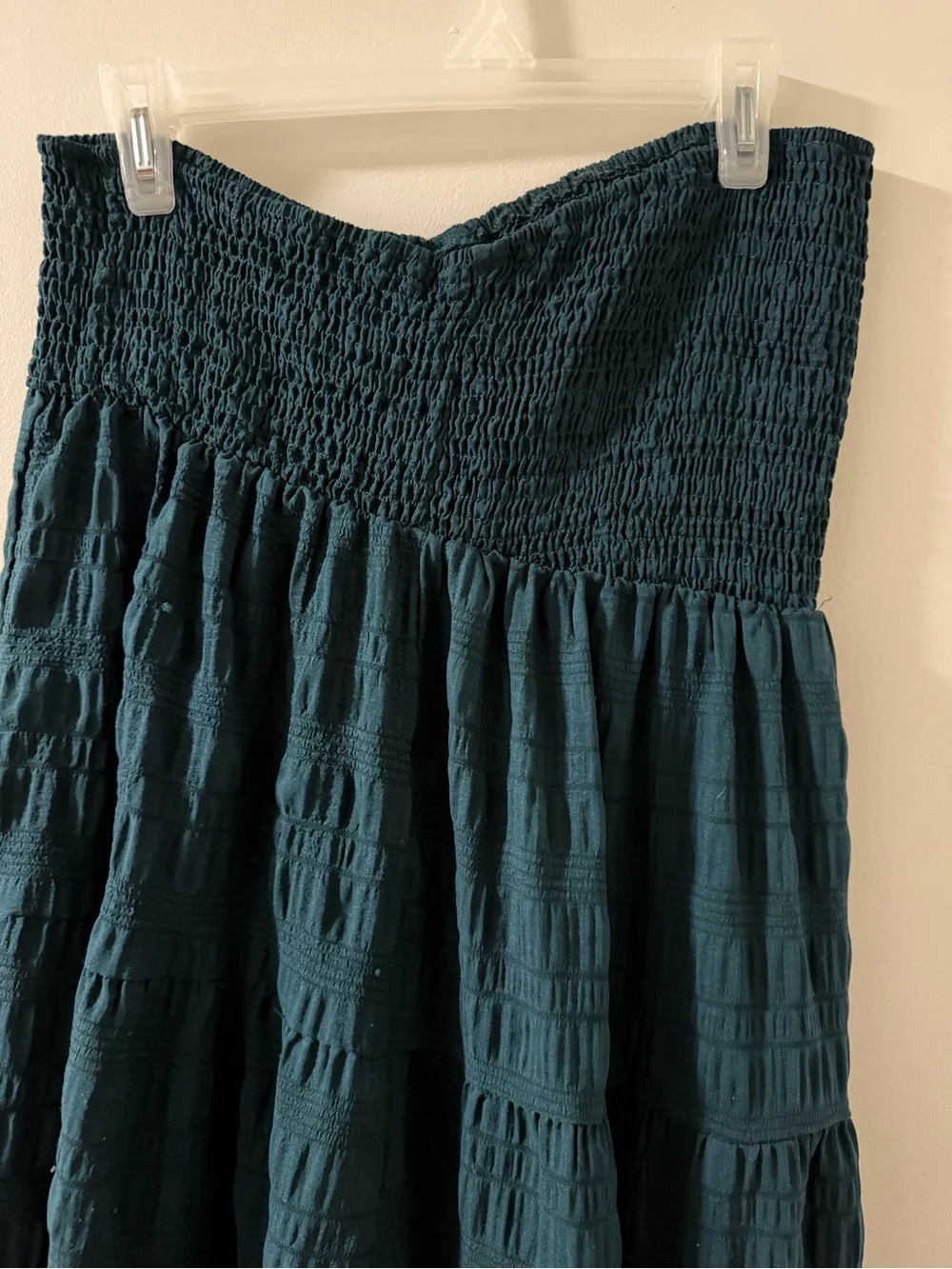 Women’s Teal Textured Maxi Skirt with Smocked Waist